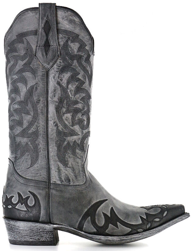 Distressed Grey Cowboy Boots - Snip Toe 
