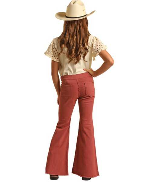 Image #2 - Rock & Roll Denim Girls' High Rise Extra Stretch Bell Bottom Jeans, Rust Copper, hi-res