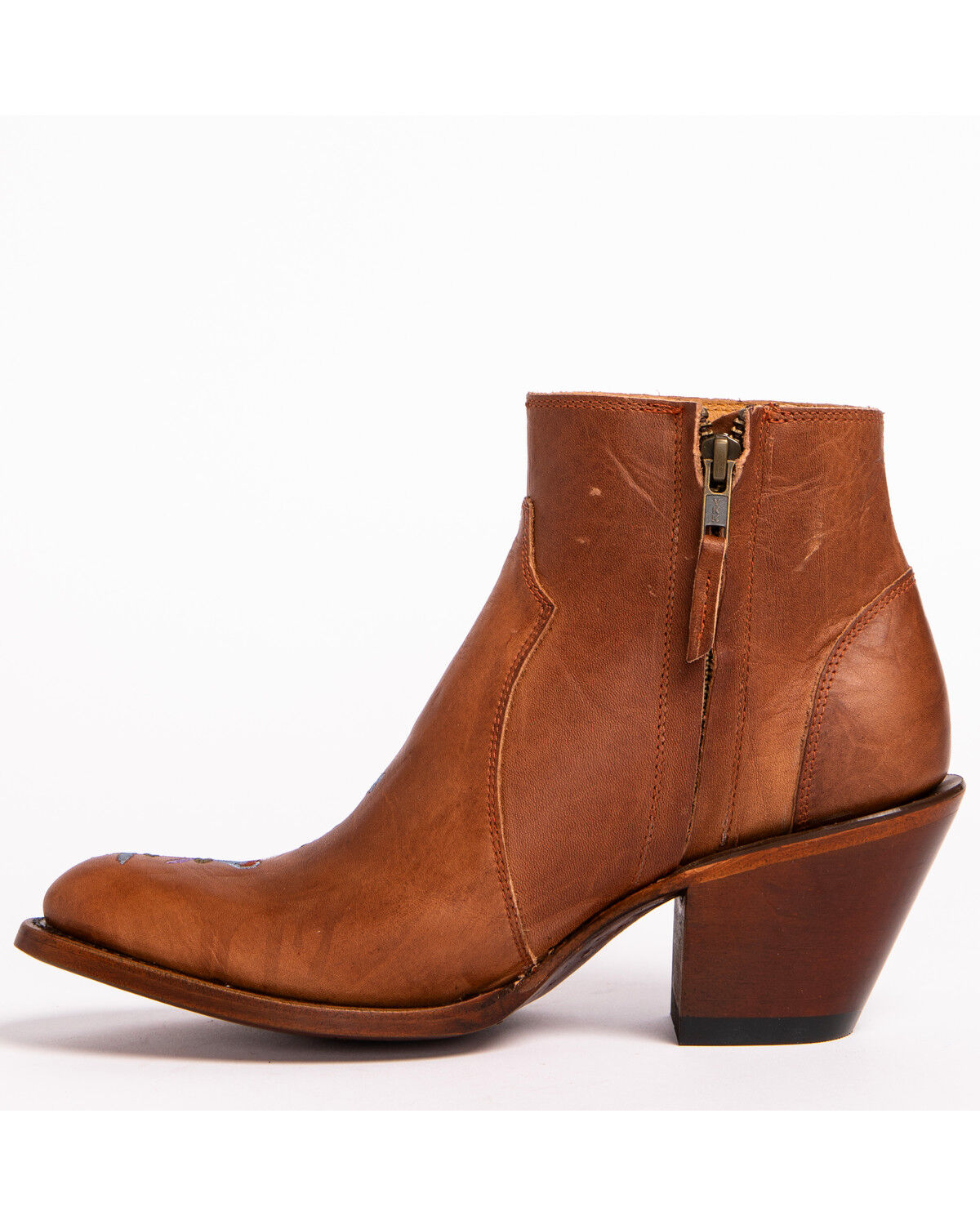 Image #2 - Shyanne Women's Millie Floral Embroidered Booties - Round Toe, Brown, hi-res