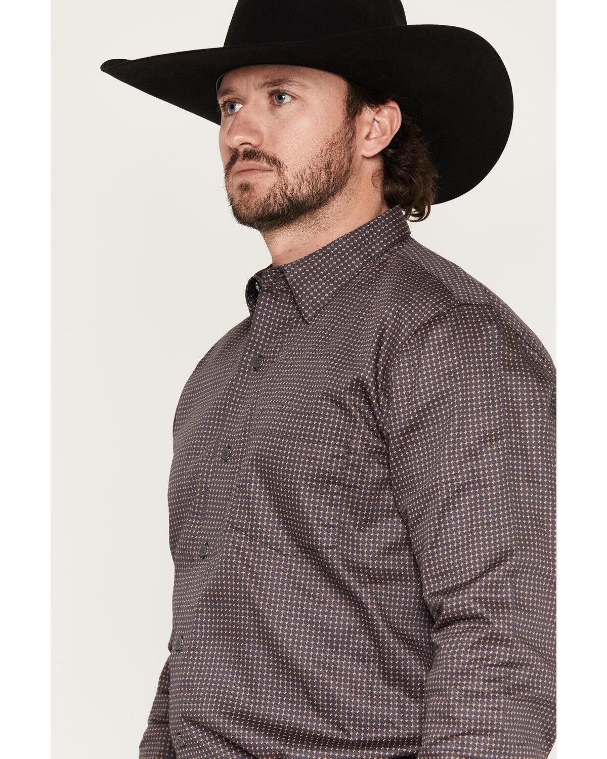 Image #2 - Wrangler X Cody Johnson Men's Geo Print Long Sleeve Button-Down Western Shirt, Navy, hi-res
