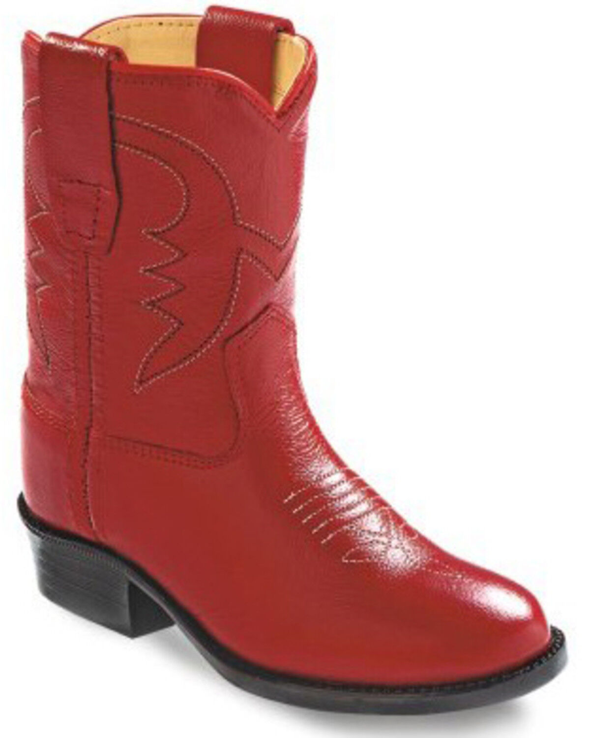Image #1 - Old West Toddler Girls' Western Boots - Round Toe, Red, hi-res