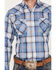 Ely Walker Men's Plaid Print Long Sleeve Pearl Snap Western Shirt, Blue, hi-res