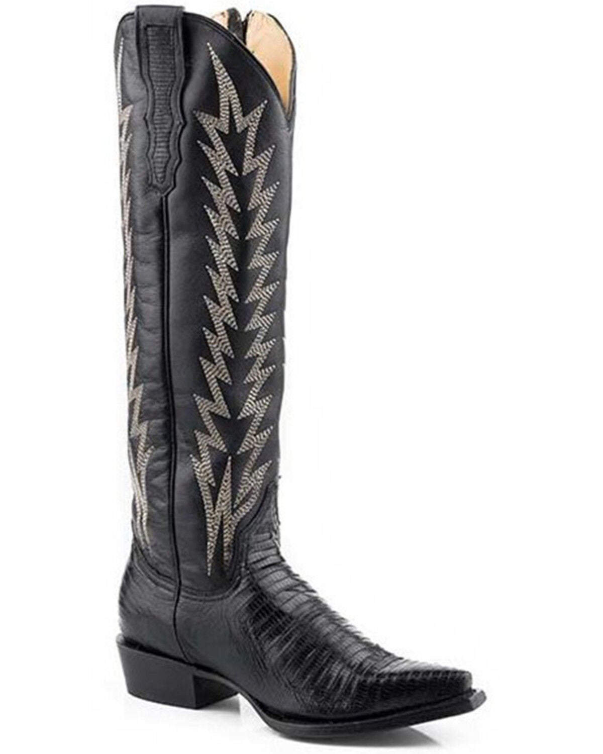 Image #1 - Stetson Women's Talia Exotic Teju Lizard Western Boots - Snip Toe, Black, hi-res