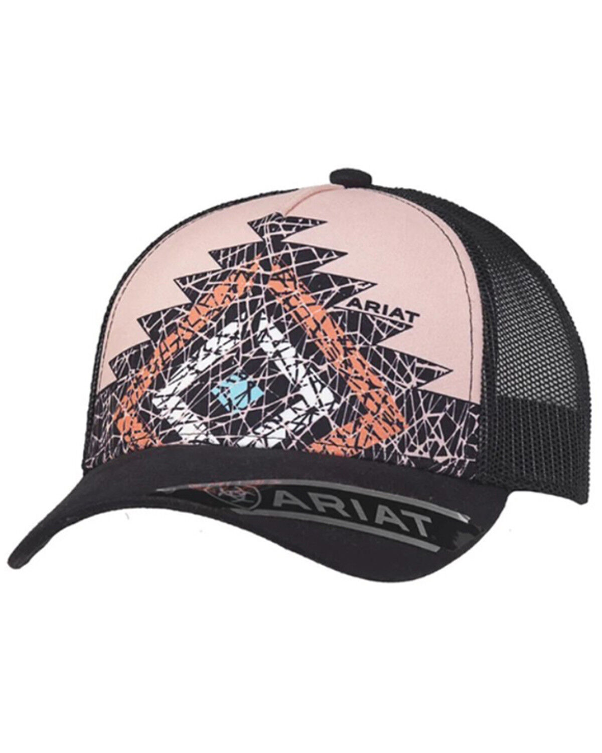 Image #1 - Ariat Women's Diamond Southwestern Print Ball Cap, Pink, hi-res