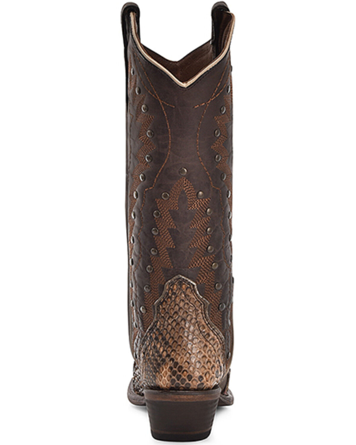 Image #4 - Circle G Women's Exotic Python Studded Western Boots - Snip Toe, Brown, hi-res