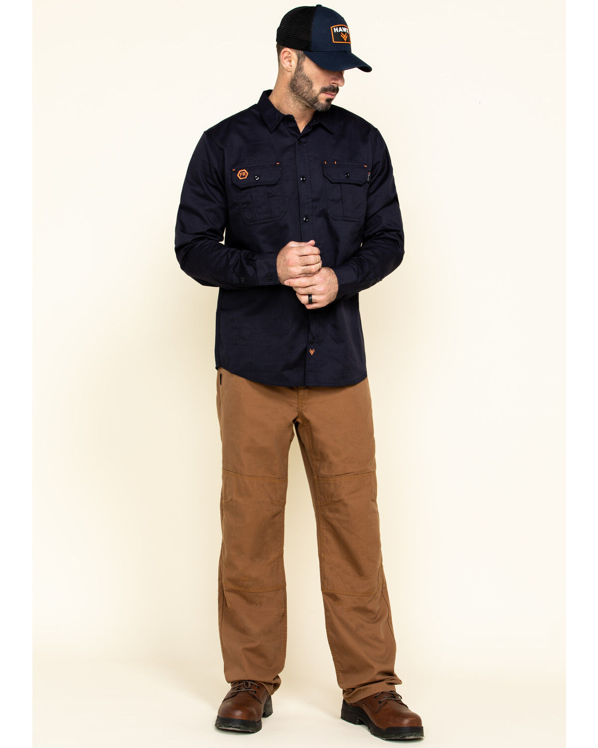 Image #6 - Hawx Men's FR Canvas Work Pants, Brown, hi-res