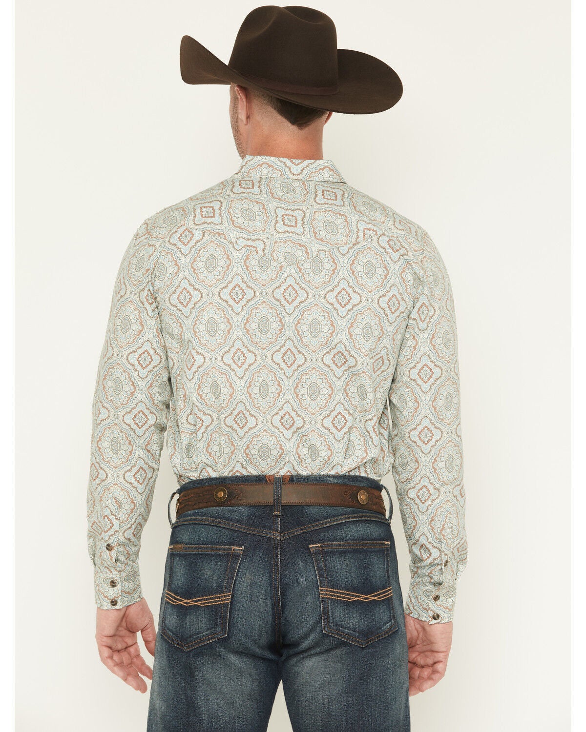 Image #4 - Gibson Trading Co Men's Garfunkle Medallion Print Long Sleeve Snap Stretch Western Shirt - Big, Mint, hi-res