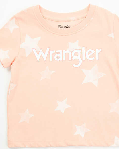 Wrangler Toddler Girls' Star Print Short Sleeve Graphic Tee , Peach, hi-res