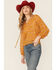 Image #1 - Wild Moss Women's Ruffle Neck Peasant Blouse, Mustard, hi-res