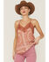 Image #1 - Miss Me Women's Medallion Print Lace Trim Cami, Rust Copper, hi-res