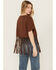 Image #4 - Miss Me Women's Hat Short Sleeve Fringe Graphic Tee, Chocolate, hi-res