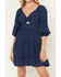 Image #3 - Angie Women's Acid Wash Long Sleeve Mini Dress, Dark Wash, hi-res