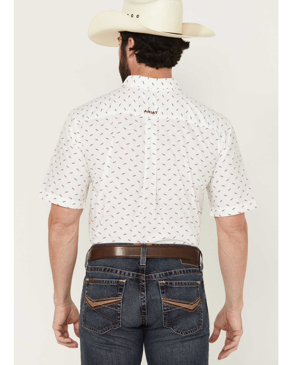 Image #4 - Ariat Men's Grant Geo Print Short Sleeve Button-Down Western Shirt - Tall, White, hi-res