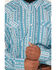Image #3 - Panhandle Slim Men's Southwestern Striped Long Sleeve Pearl Snap Performance Stretch Western Shirt, Teal, hi-res