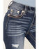 Image #4 - Miss Me Women's Dark Wash Mid Rise Embroidered Rhinestone Distressed Straight Jeans, , hi-res