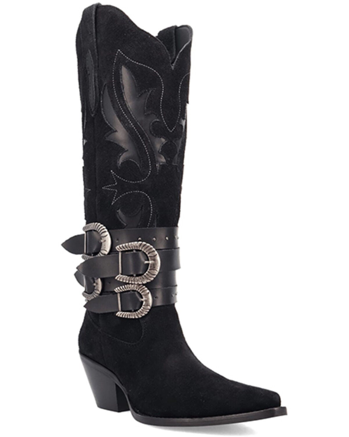 Image #1 - Dingo Women's Buck Wild Suede Tall Western Boots - Round Toe, Black, hi-res