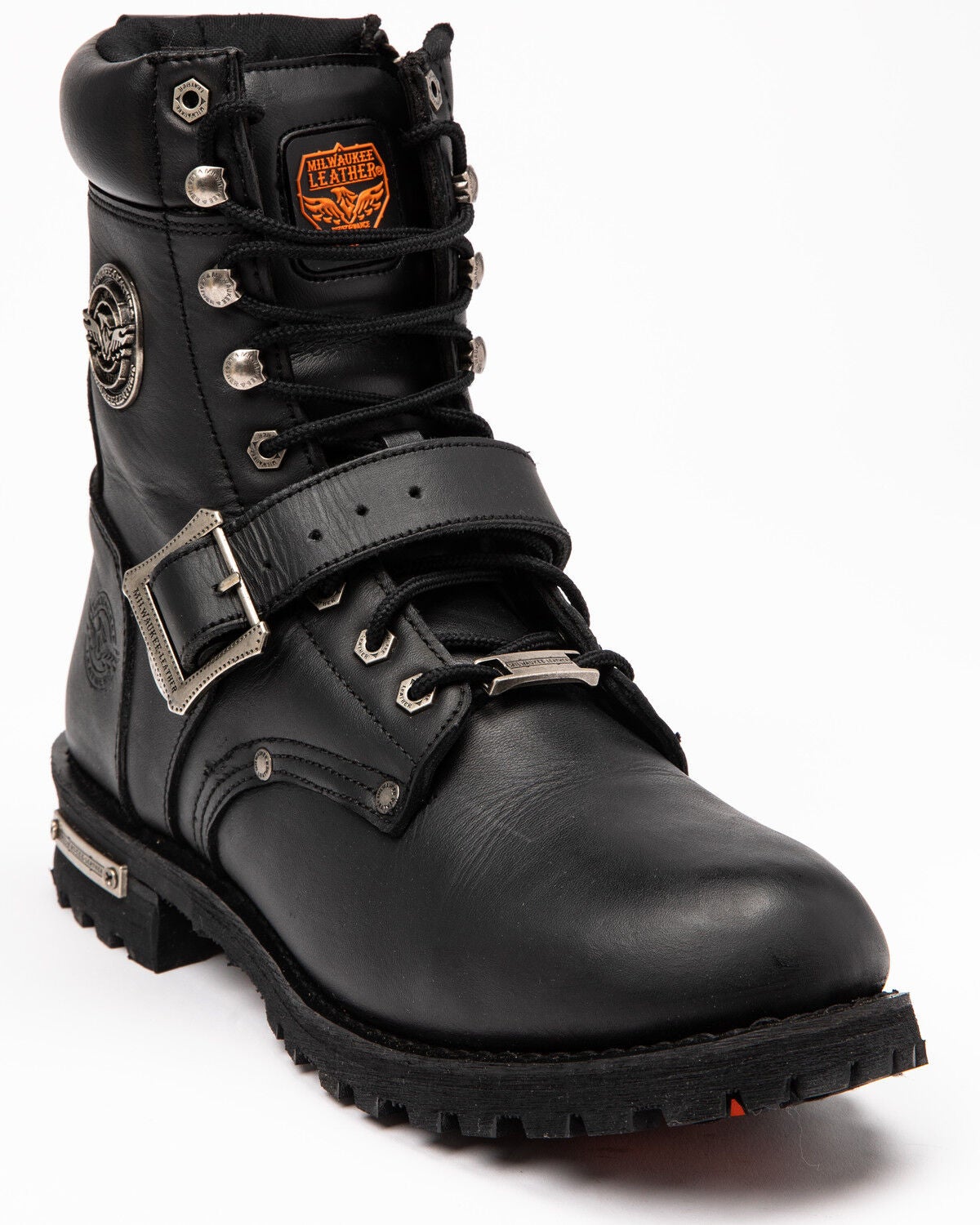 Milwaukee Leather Men's Buckled Lace-Up Boots - Round Toe, Black, hi-res