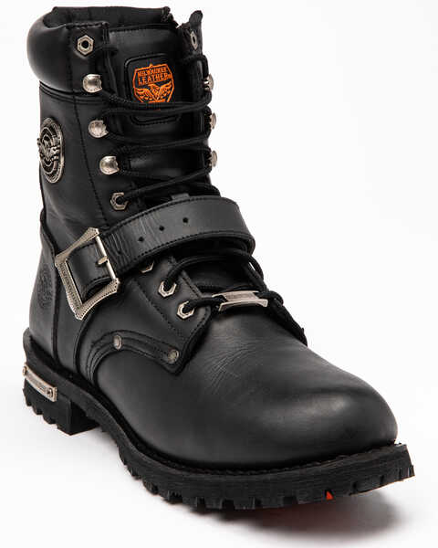 Image #1 - Milwaukee Leather Men's Buckled Lace-Up Boots - Round Toe , Black, hi-res
