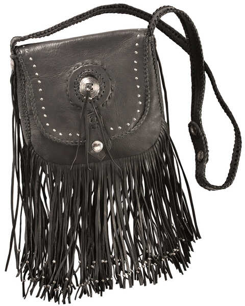 Kobler Leather Women's Concho and Flutted Beads Bag, Black, hi-res