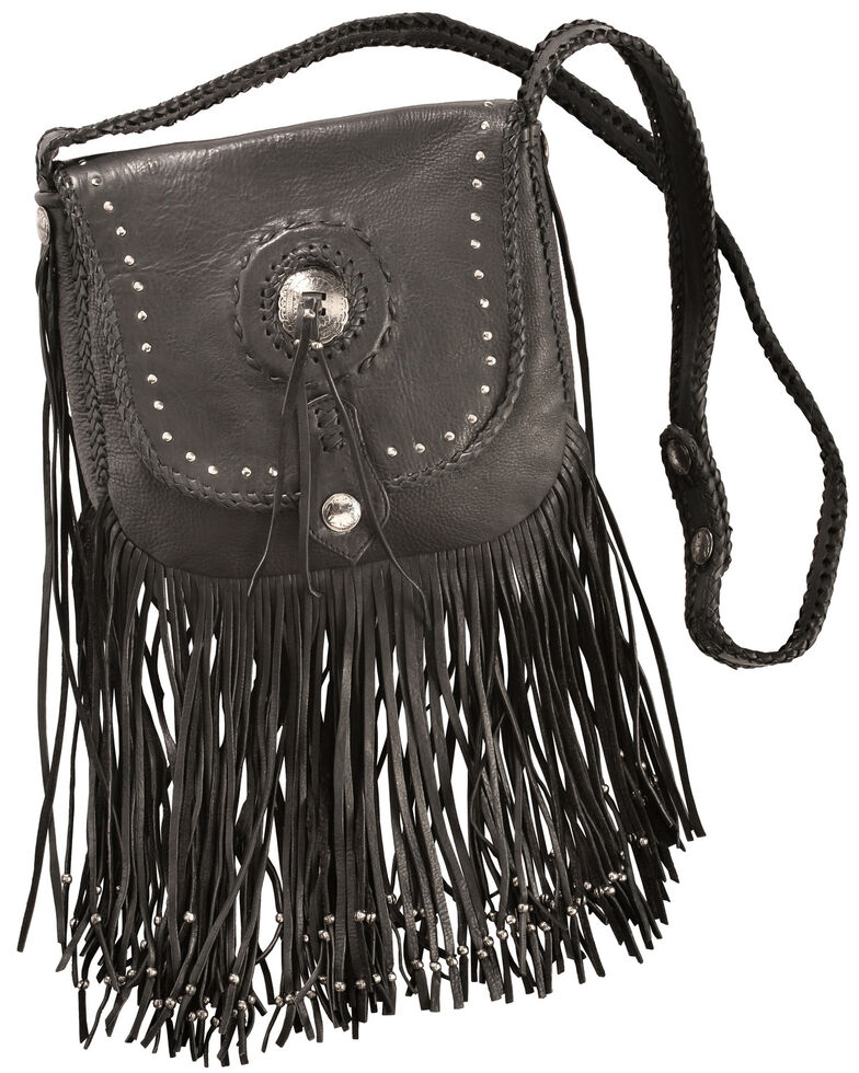 Kobler Leather Concho and Flutted Beads Bag, Black, hi-res