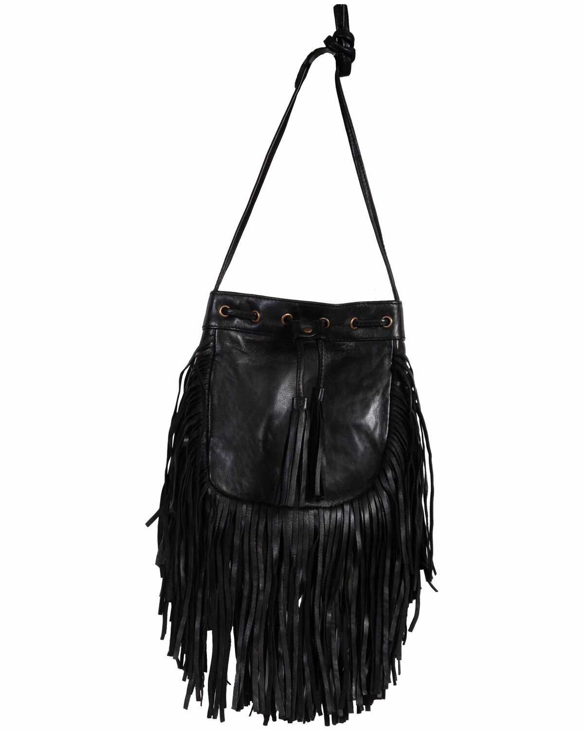 Scully Women's Fringe Leather Handbag, Black, hi-res