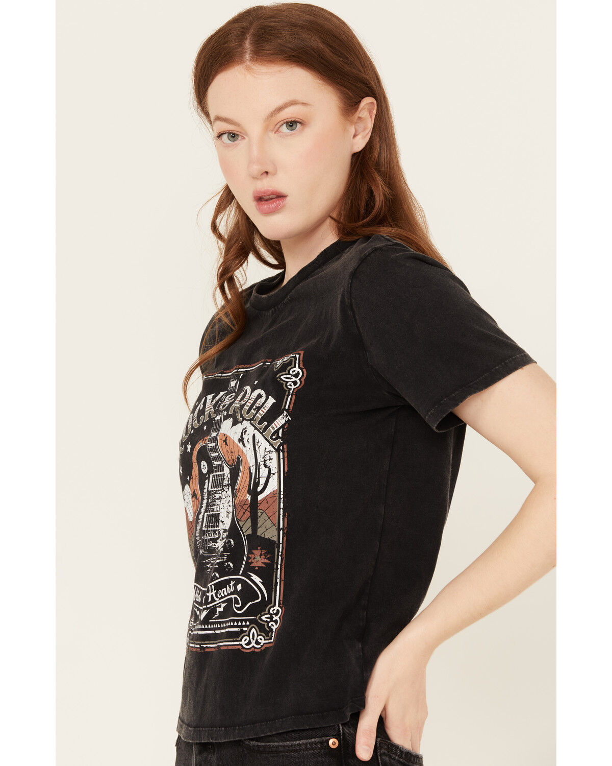 Image #2 - Rock & Roll Denim Women's Rock & Roll Short Sleeve Graphic Tee, Black, hi-res