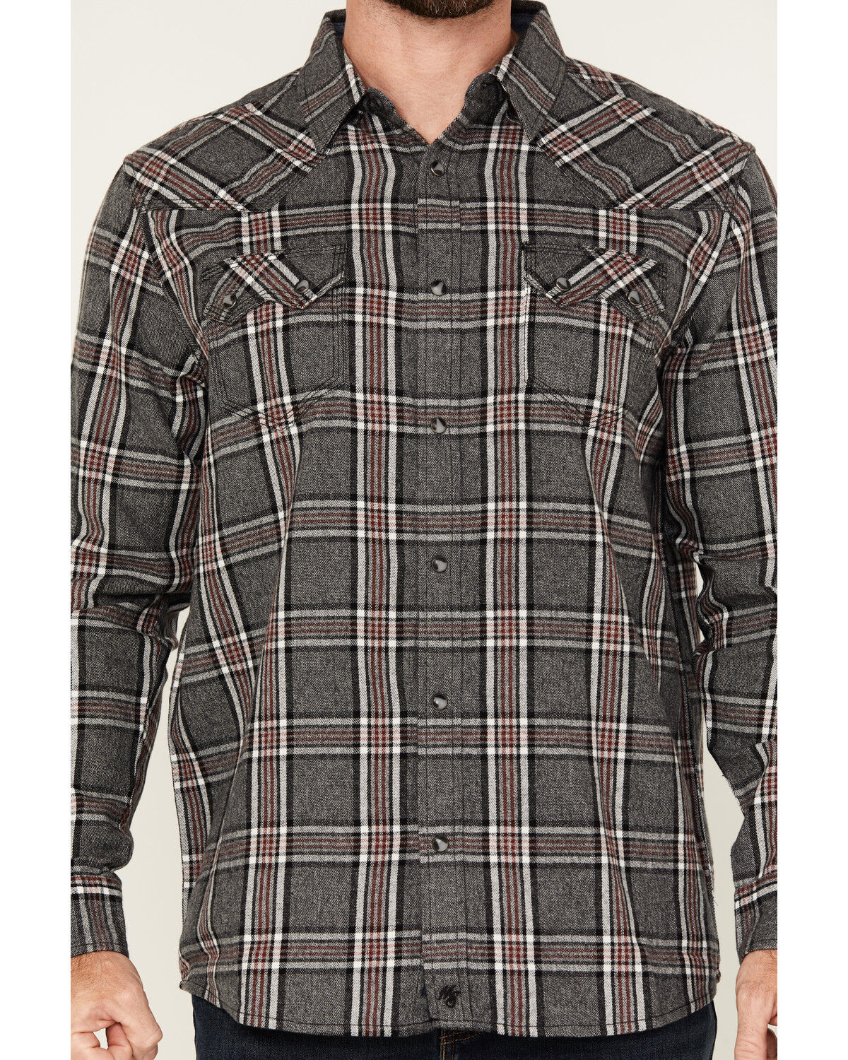 Image #3 - Moonshine Spirit Men's Badger Plaid Print Long Sleeve Snap Western Shirt, Black, hi-res