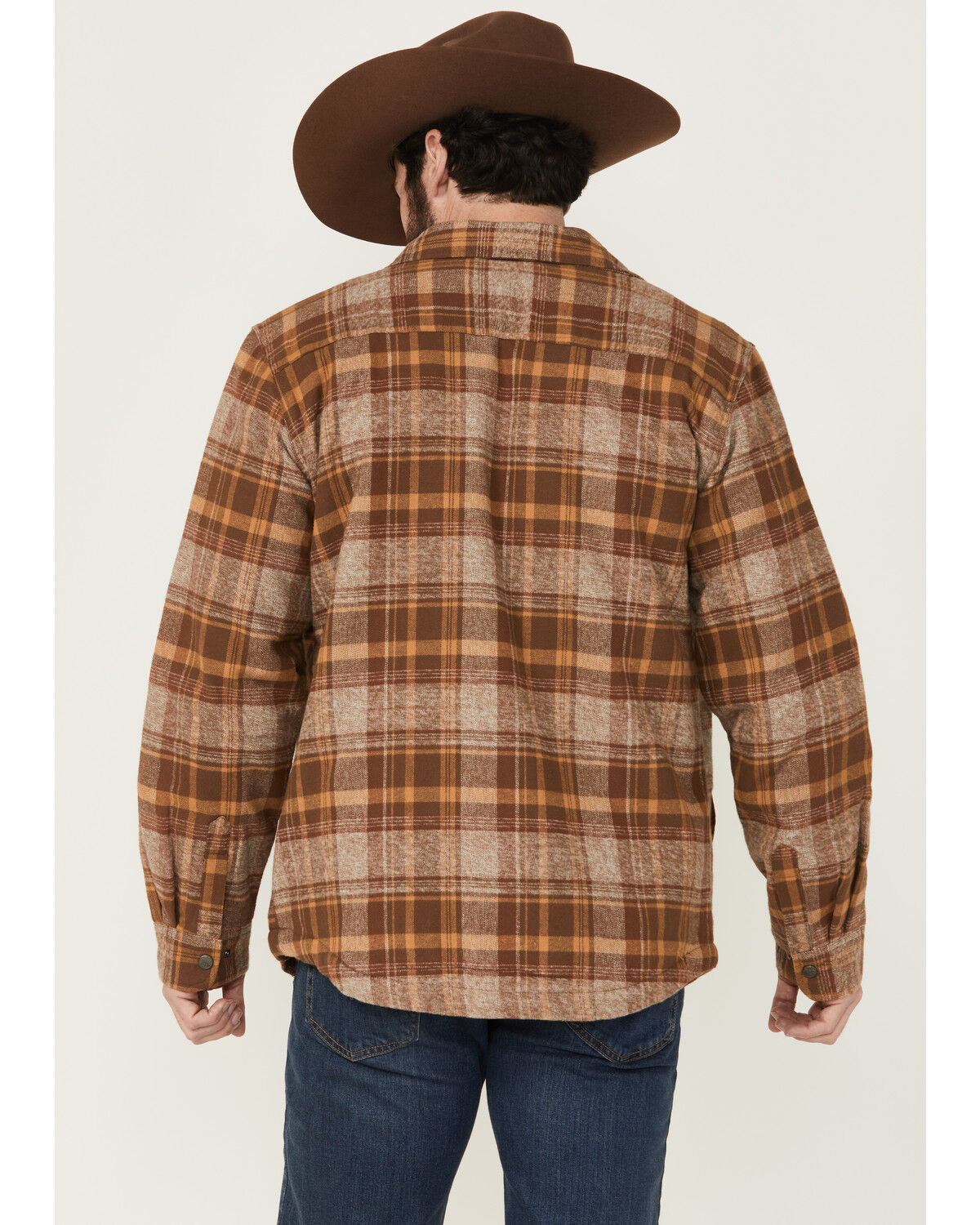 Image #4 - Dakota Grizzly Men's Ivan Plaid Print Sherpa Lined Shirt Jacket, Medium Brown, hi-res