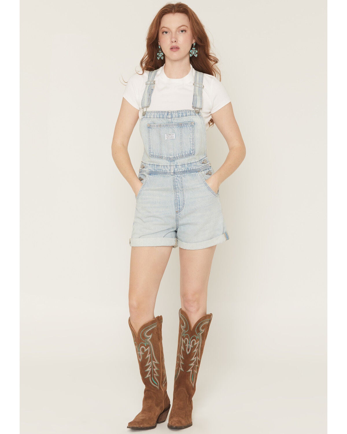 Image #1 - Levi's Women's Abraded Art Light Wash Denim Shortalls, Light Wash, hi-res