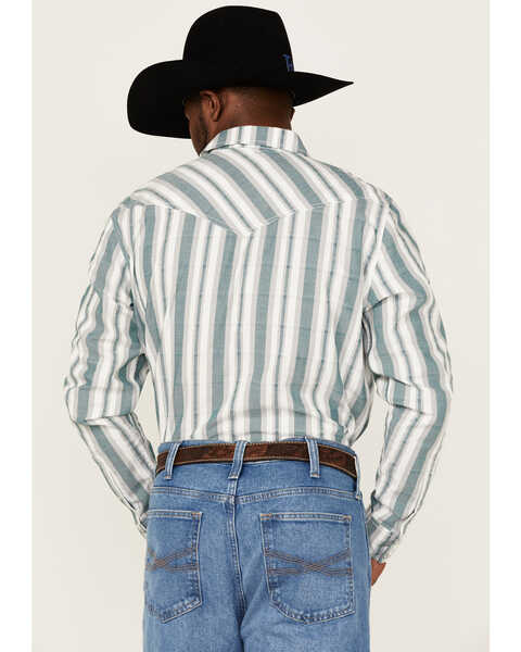 Image #4 - Cody James Men's Quarter Dobby Stripe Long Sleeve Pearl Snap Western Shirt , Cream, hi-res