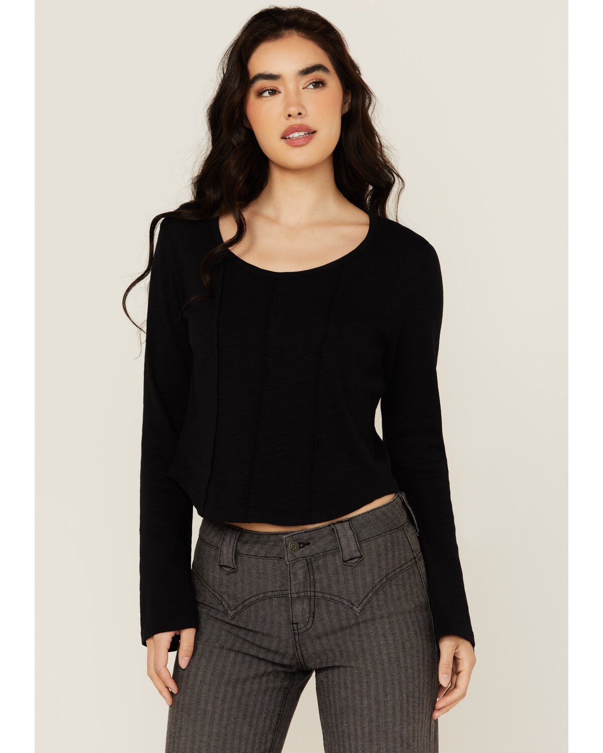 Image #1 - Idyllwind Women's Loma Bell Sleeve Corset Top, Black, hi-res