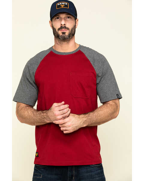 Image #1 - Hawx Men's Red Midland Short Sleeve Baseball Work T-Shirt , Red, hi-res