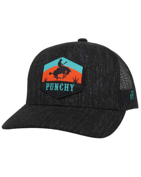 Image #1 - Hooey Men's Punchy Patch Logo Trucker Cap , Black, hi-res