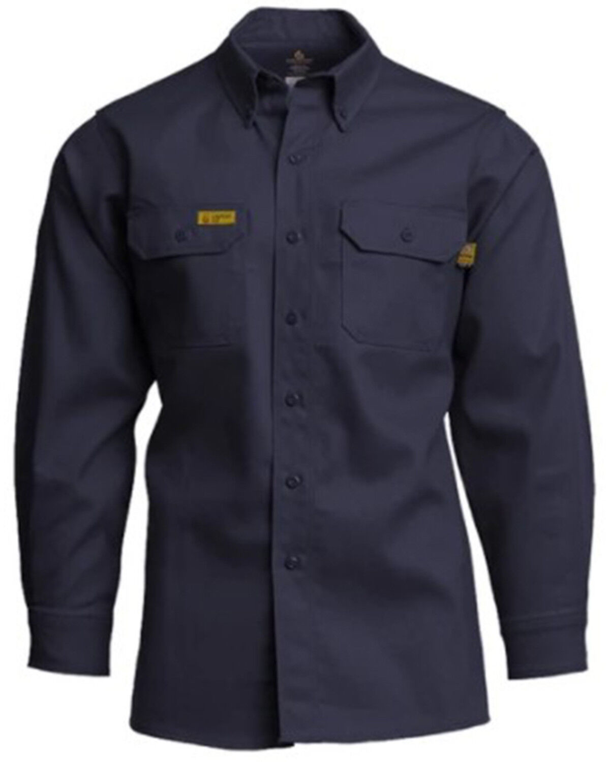 Image #1 - Lapco Men's FR Solid Navy Gold Label Long Sleeve Button Down Uniform Work Shirt, , hi-res