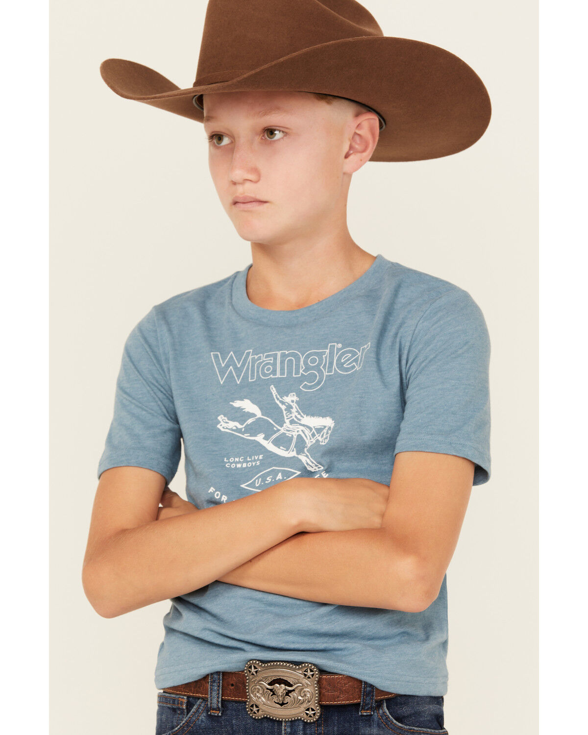 Image #2 - Wrangler Boys' Ride Of Life Short Sleeve Graphic T-Shirt, Blue, hi-res