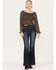 Image #4 - Beyond The Radar Women's Floral Smocked Off Shoulder Woven Long Sleeve Top, Black, hi-res