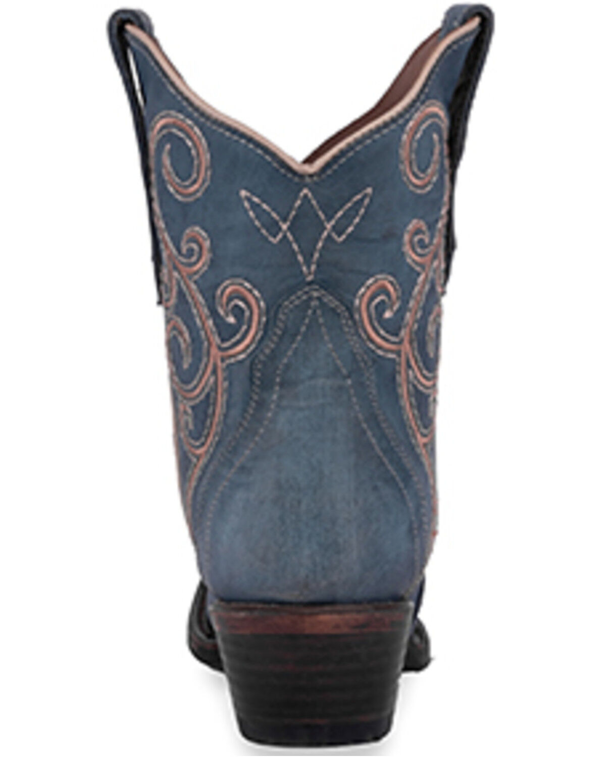 Image #4 - Circle G Women's Distressed Embroidered Triad Ankle Boots - Snip Toe, Blue, hi-res