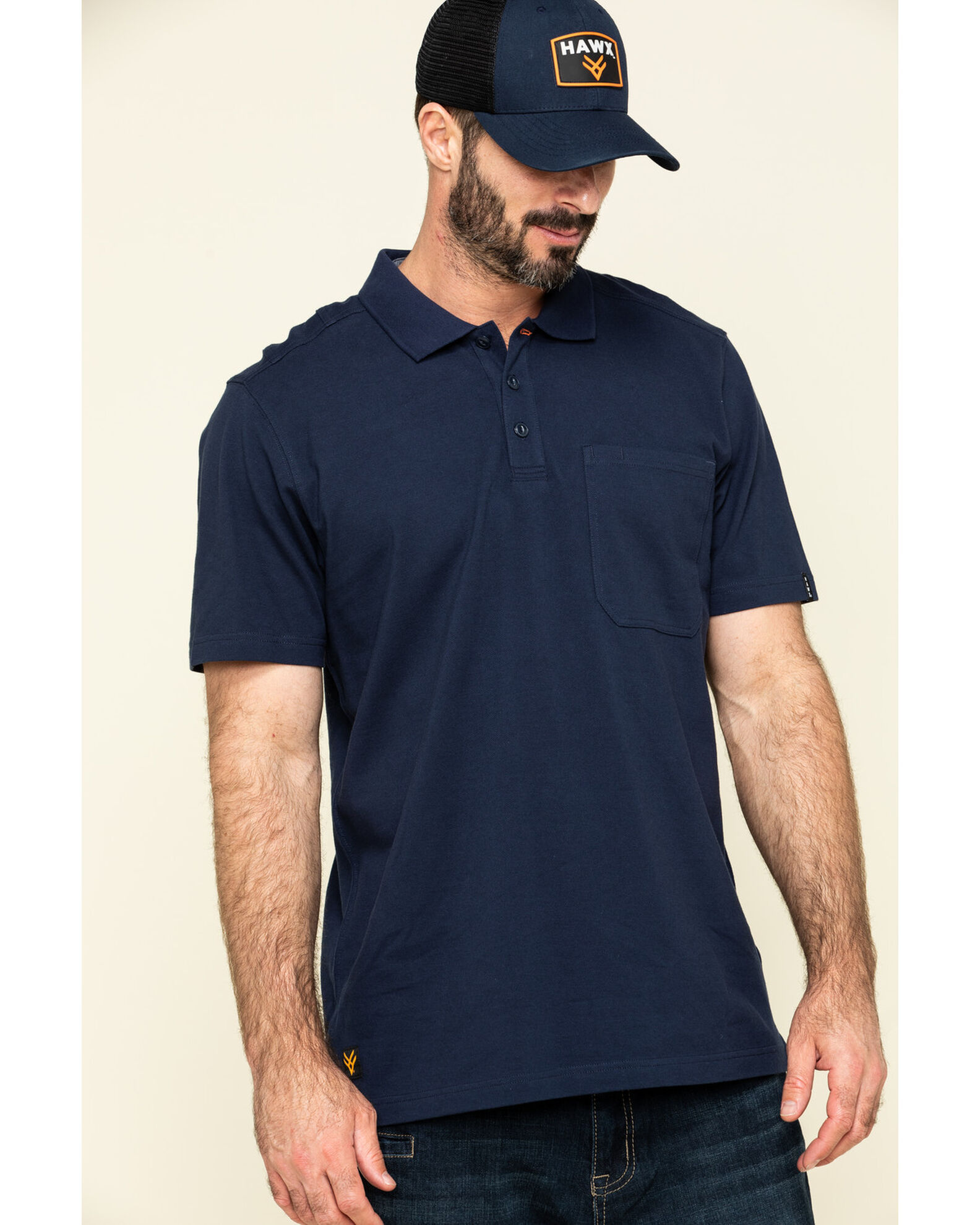 Product Name Hawx Men s Navy Miller Pique Short Sleeve Work Polo Shirt Tall