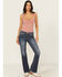 Image #3 - Miss Me Women's Dark Wash Mid Rise Bootcut Stretch Denim Jeans, Dark Wash, hi-res