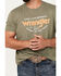 Image #3 - Wrangler Men's Boot Barn Exclusive Logo Short Sleeve Graphic T-Shirt, Olive, hi-res