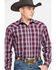 Image #1 - Stetson Men's Cedar Ombre Plaid Long Sleeve Western Shirt, Wine, hi-res