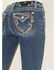Image #2 - Miss Me Women's Dark Wash Mid Rise Pleather Border Flap Pocket Bootcut Stretch Denim Jeans, Dark Wash, hi-res