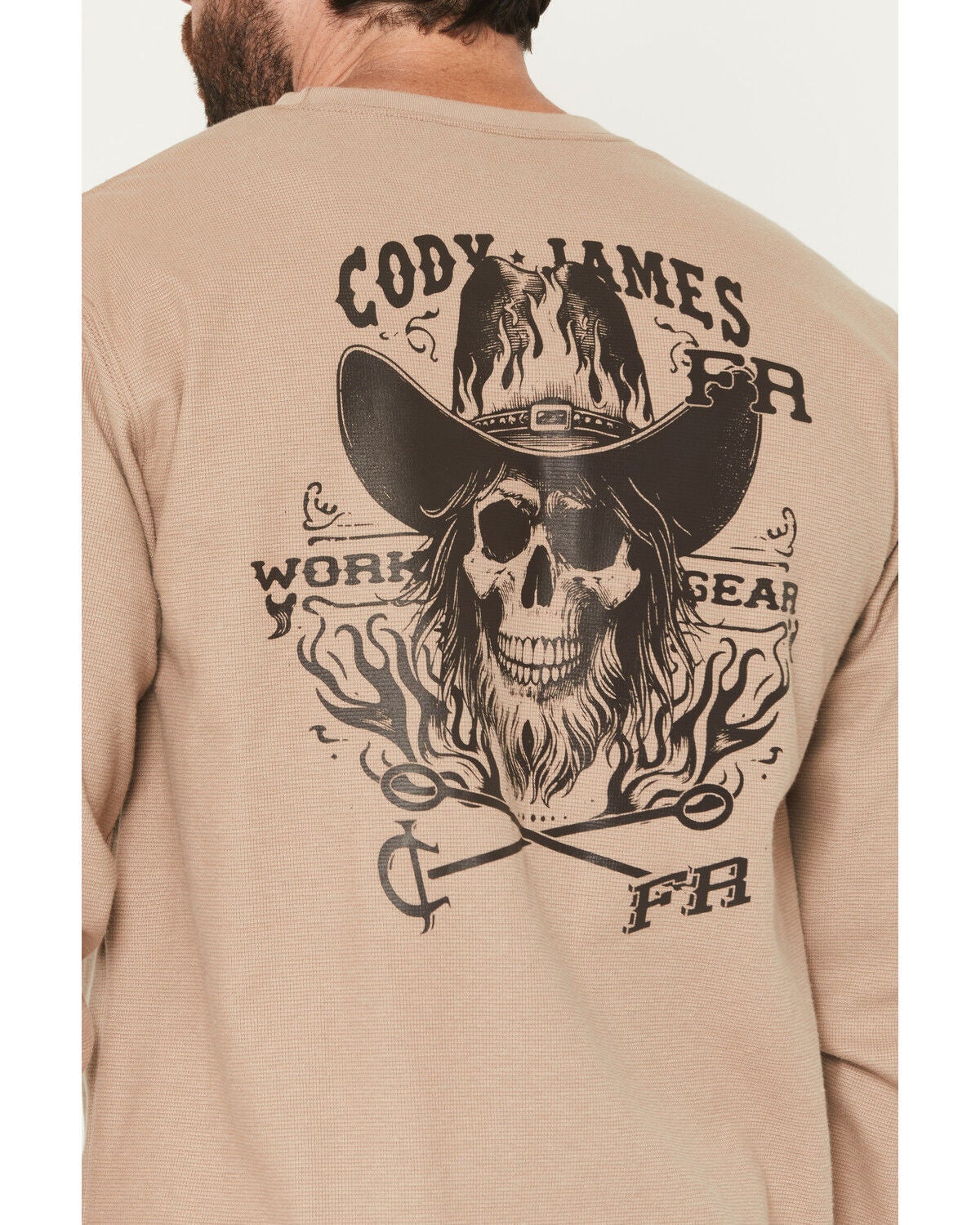 Image #4 - Cody James Men's FR Rustler Long Sleeve Work T-Shirt, Khaki, hi-res