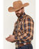 Image #2 - Wrangler Retro Men's Plaid Print Long Sleeve Snap Western Shirt, Brown, hi-res