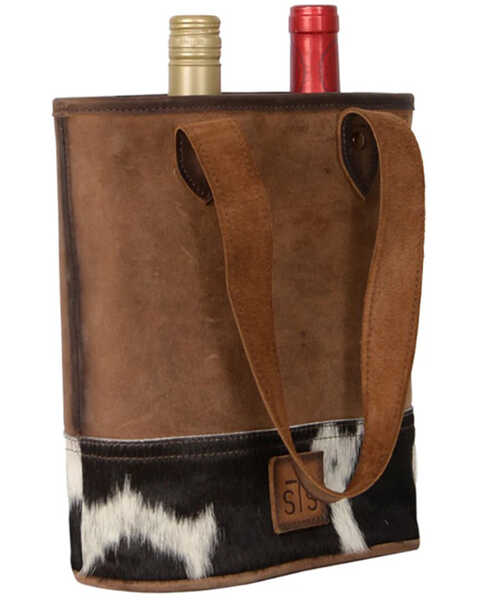 STS Ranchwear by Carroll Women's Cowhide Double Wine Bag, Black/white, hi-res