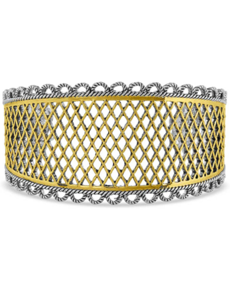 Montana Silversmiths Women's Honeycomb Western Lace Cuff Bracelet, Silver, hi-res