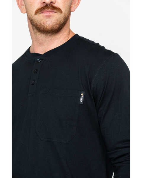 Image #4 - Hawx Men's Pocket Henley Long Sleeve Work Shirt , Black, hi-res