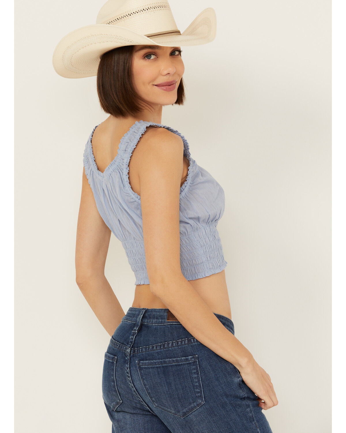 Image #4 - Bila Women's Jennifer Peasant Top, Light Blue, hi-res