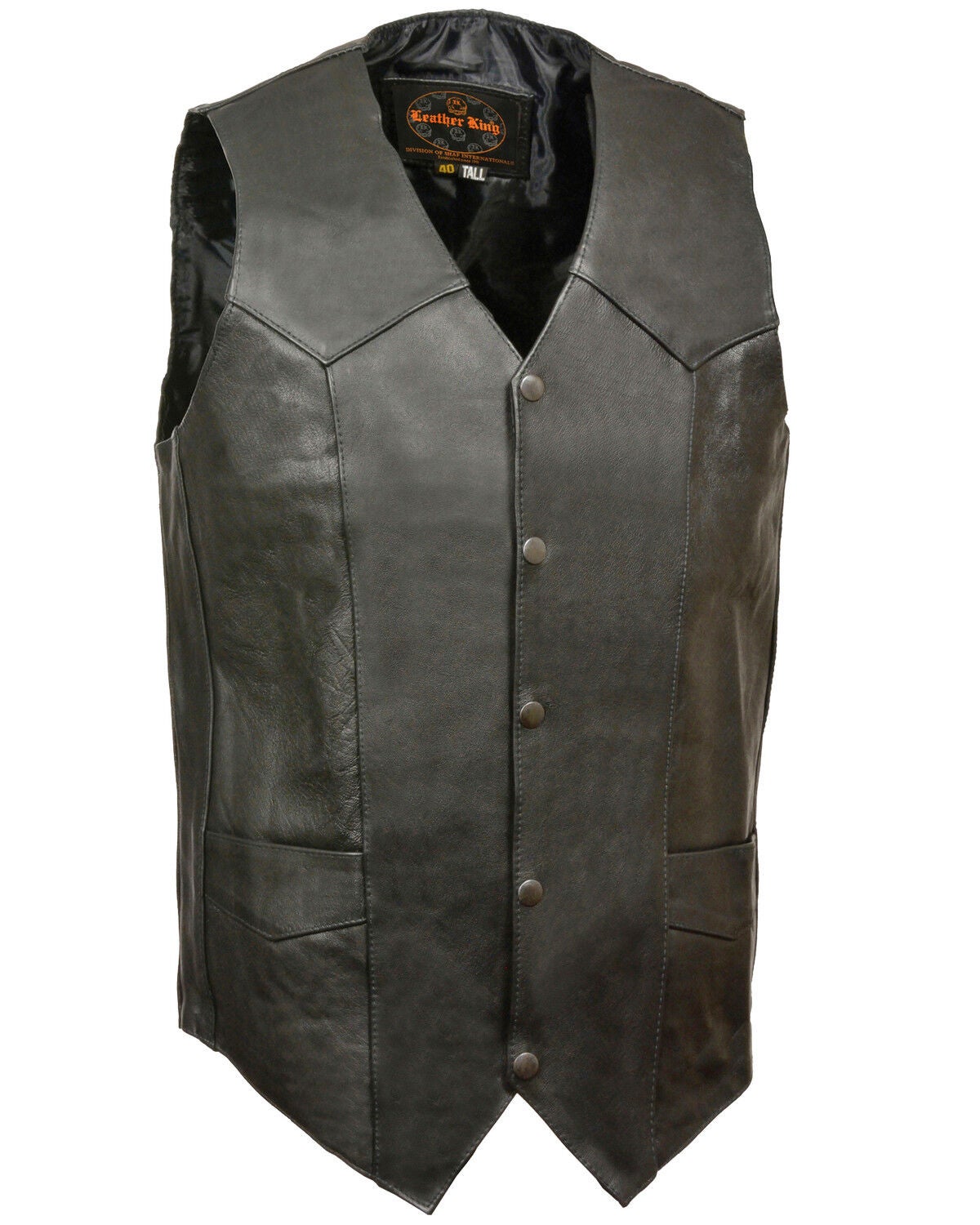 Milwaukee Leather Men's Classic Snap Front Biker Vest - XBig & Tall, Black, hi-res