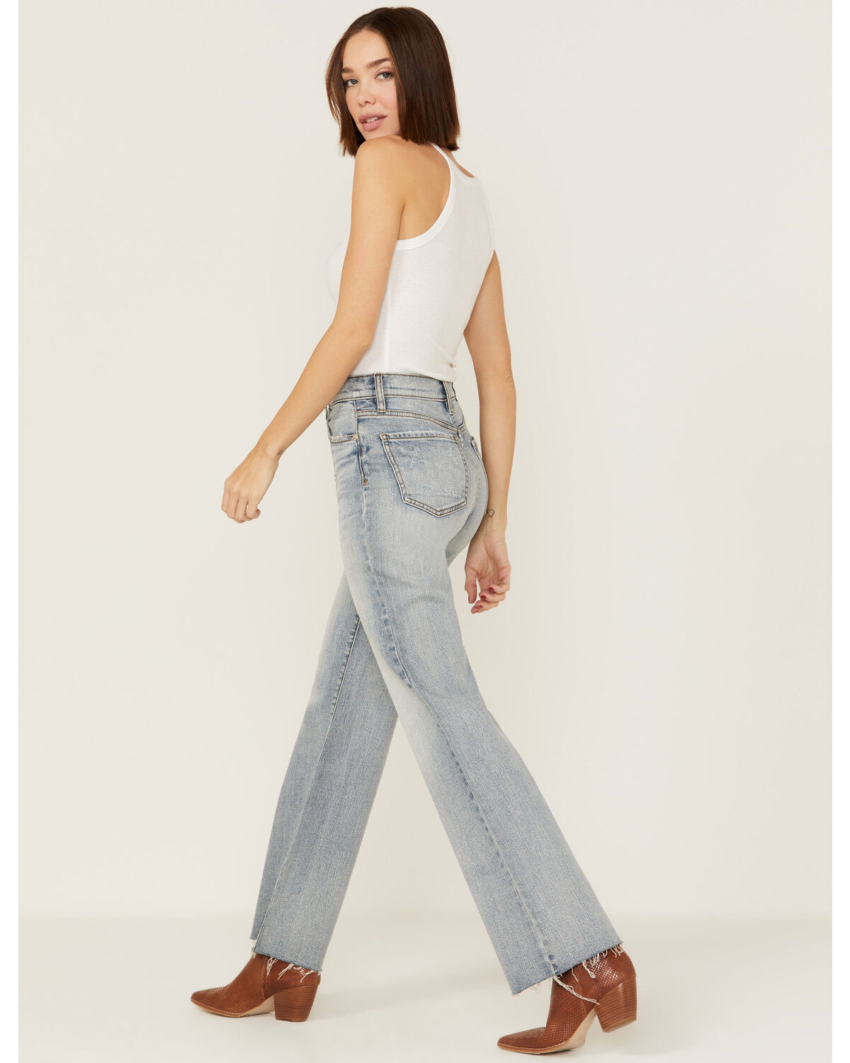 Image #3 - Daze Women's Far Out High Rise Wide Leg Jeans, Light Blue, hi-res